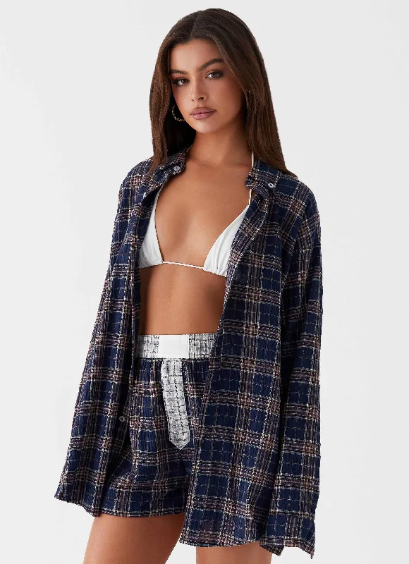 Harley Oversized Shirt - Navy Check