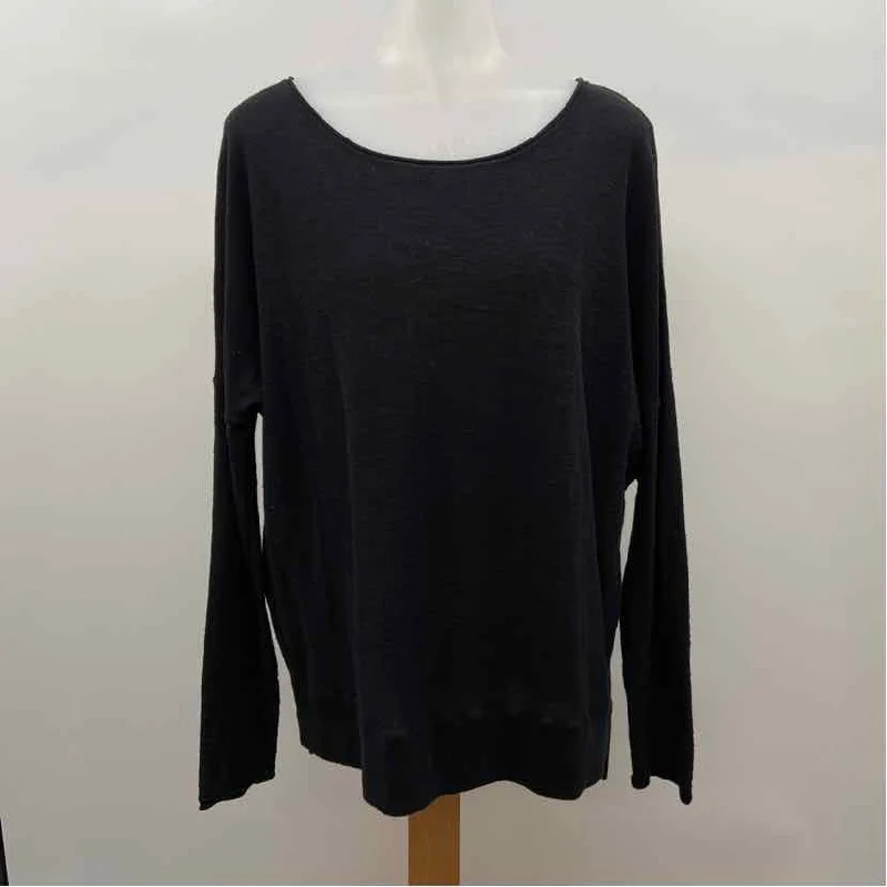 women's tops for wedding guest attireVince Women's Size L Black Solid Long Sleeve Shirt