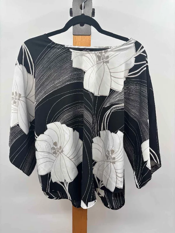 women's tops with sheer overlaysNatori Women's Size L Black Floral Long Sleeve Shirt