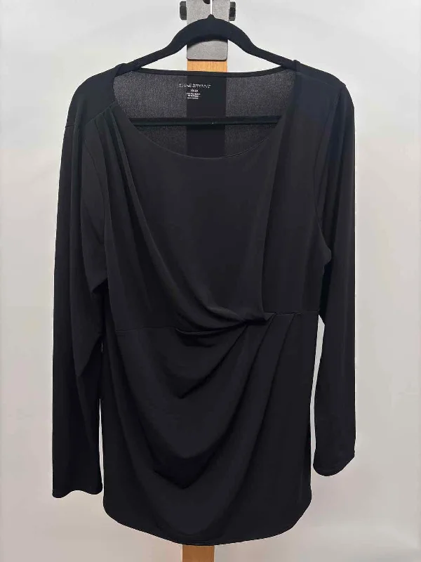 women's tops for business casual attireLane Bryant Women's Size 18 Black Solid Long Sleeve Shirt