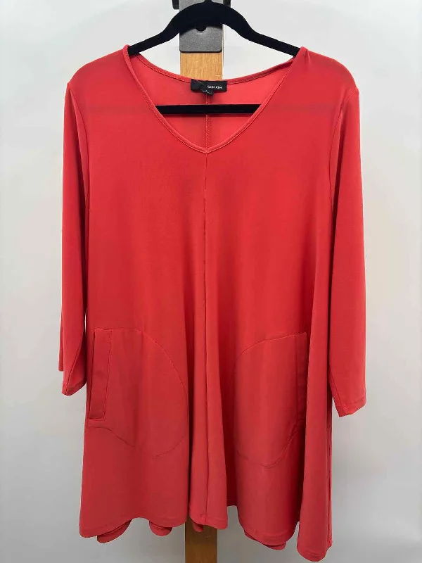 women's tops for gala dinnersSun Kim Women's Size L coral Solid Tunic