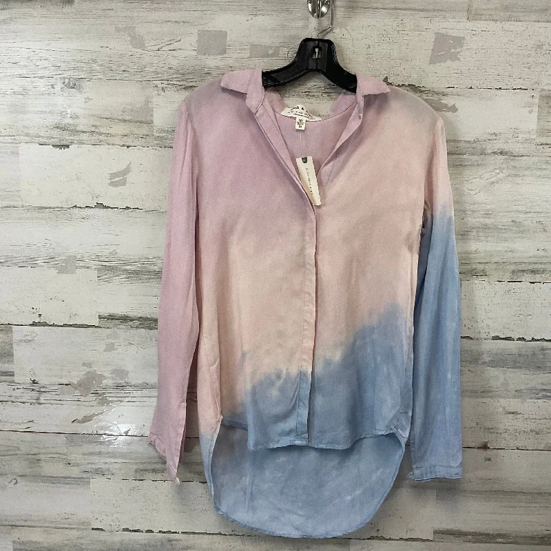 women's tops with sheer overlaysBlouse Long Sleeve By Cloth & Stone In Blue & Pink, Size: Xs