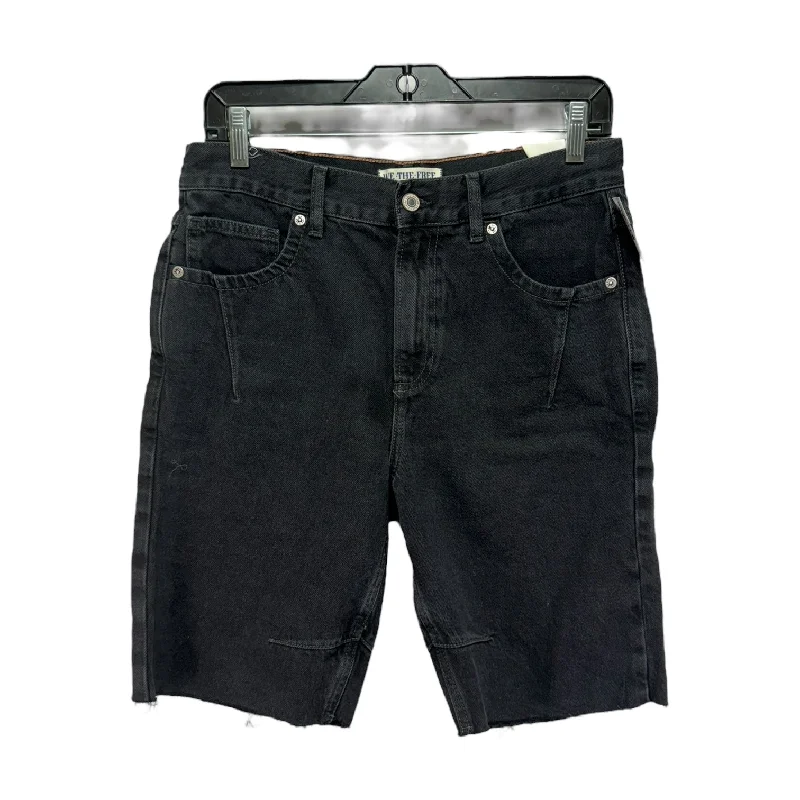 women's fair-trade shortsGhost Town High Rise Long Shorts By We The Free In Black Denim, Size: 8