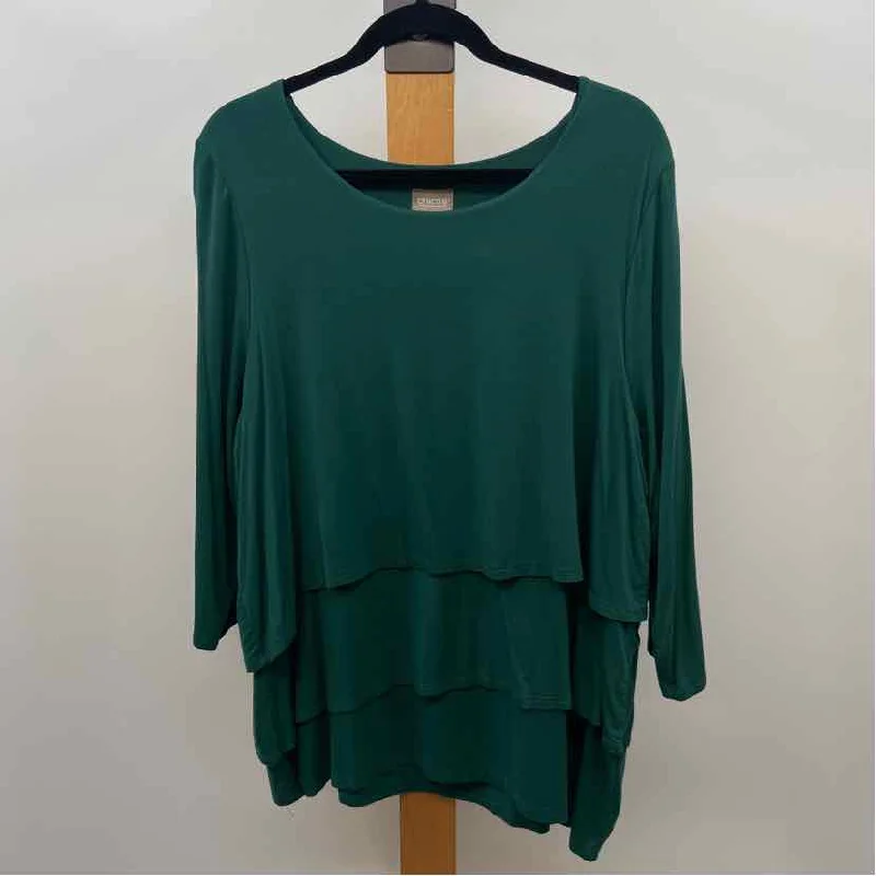 women's tops for those who want to make a fashion statementChico's Women's Size XL Green Solid Long Sleeve Shirt