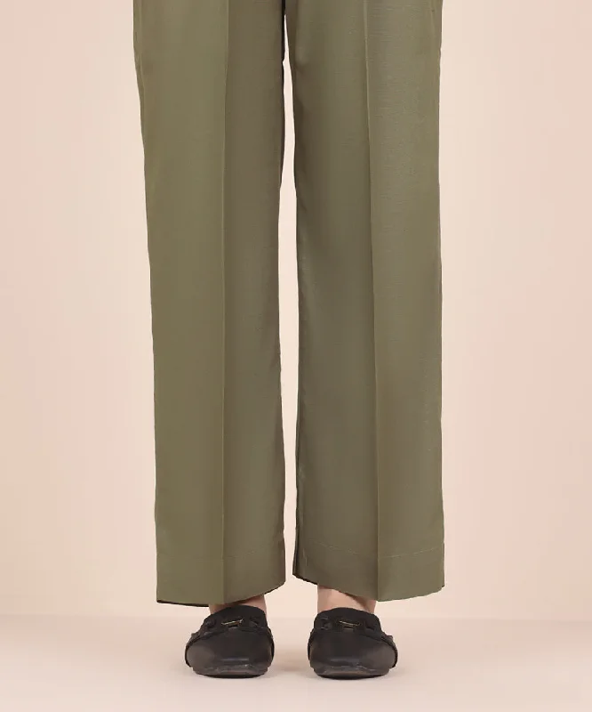 women's tops for those who value both quality and affordabilityRaw Silk Straight Pants