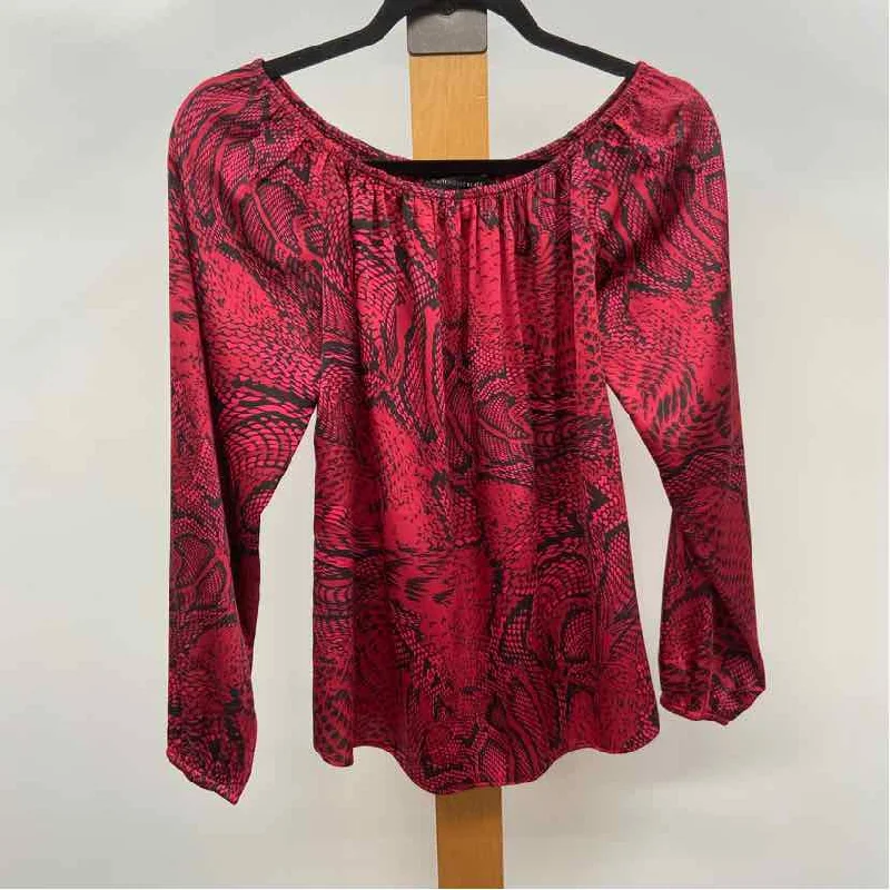 women's tops for boho-chic stylesWhite House Black Market Women's Size XS Red Snakeskin Long Sleeve Shirt