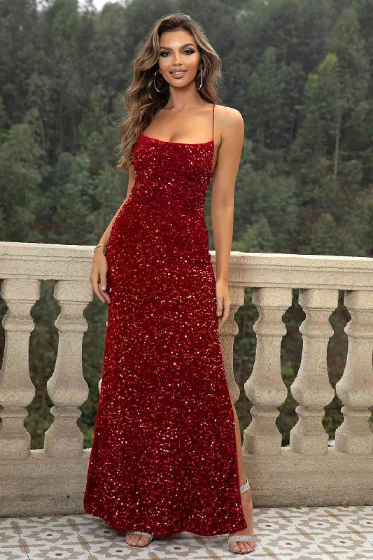 women's tall dressesStarry Twilight Maxi Slit Glitter Dress