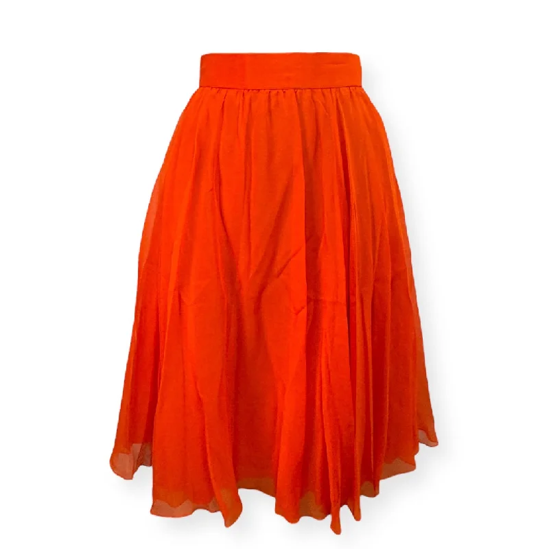 women's elegant skater skirtsVintage Orange Skirt Designer Carolina Herrera, Size 14 (fits small)