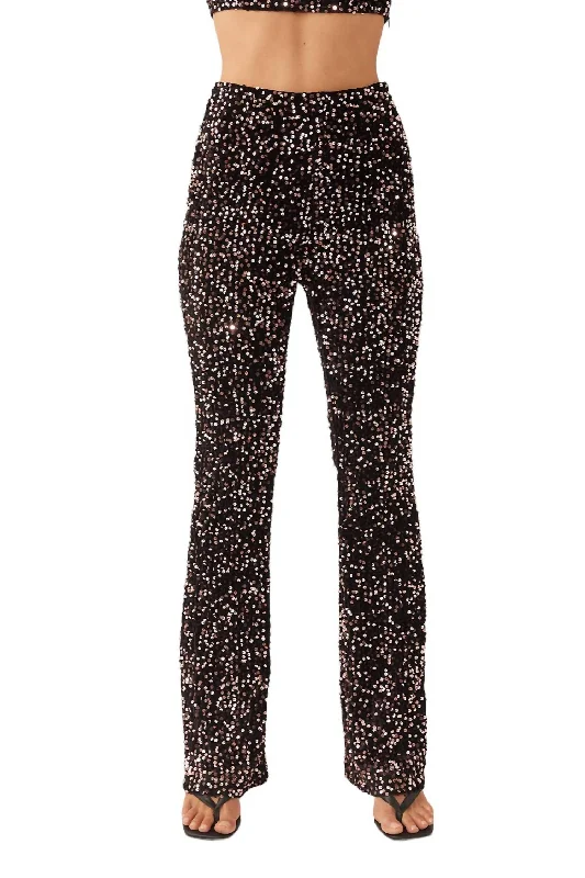 women's spring pantsAll Night Long Sequin Pants In Black/pink