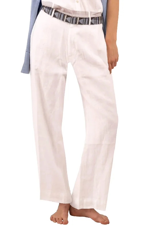 women's reversible pantsBacall Linen Trousers In White