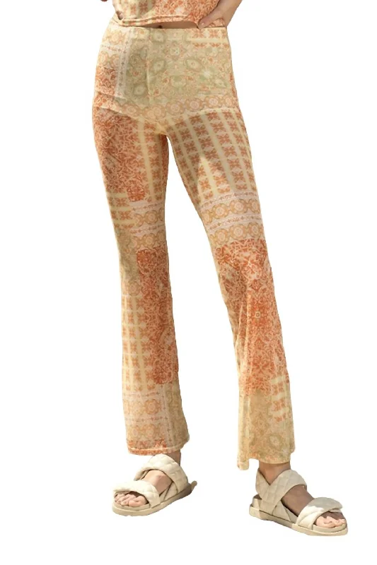 women's distressed denim pantsCoco Mesh Flare Pant In Orange