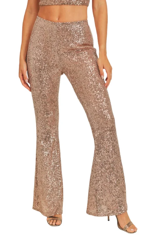 women's silk pantsDisco Inferno Sequins Pants In Copper