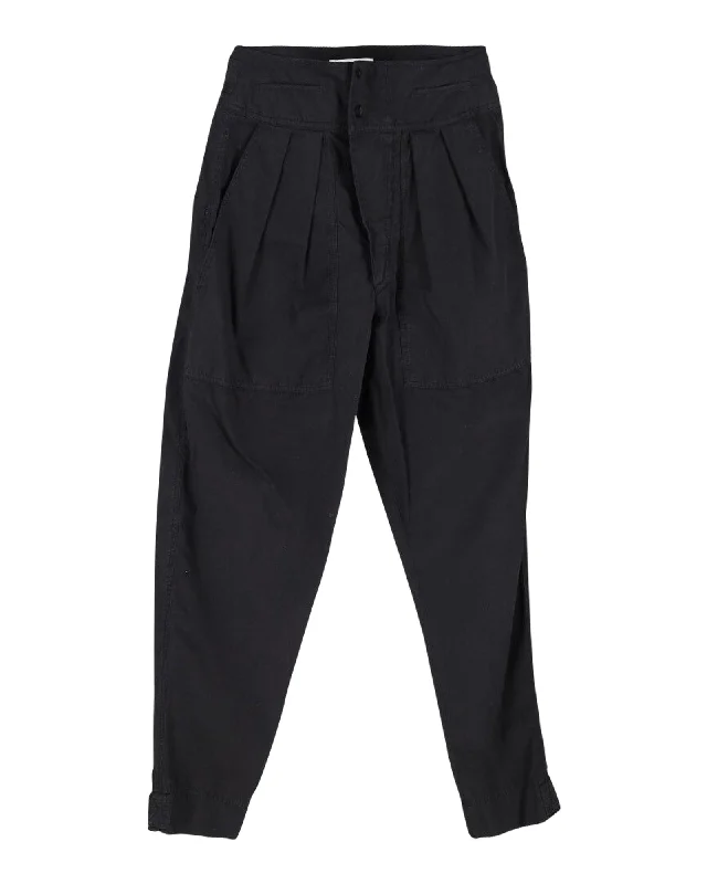 women's slim-fit pantsIsabel Marant Pleated Trousers in Black Cotton