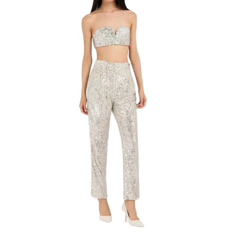 women's patterned pantsLady Soul Basque Pants In Silver