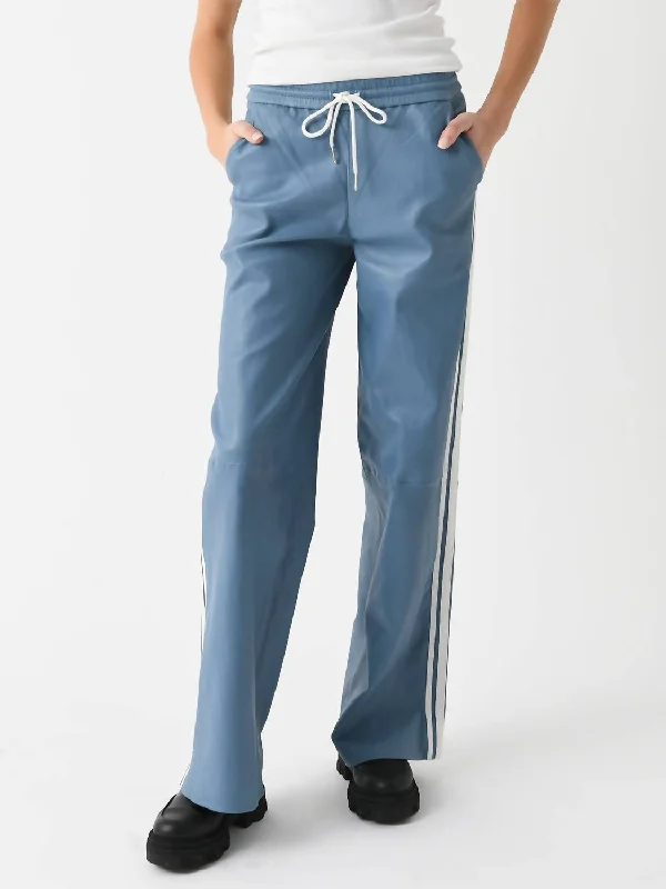 women's sweatpantsLeather Athletic Drawstring Pant In Chambray/white