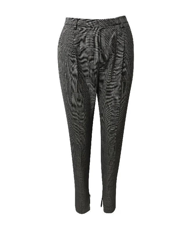 women's sweatpantsSaint Laurent Checked Slim Trousers in Grey Wool