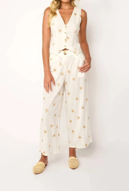 women's embroidered pantsSoleil Pants In White