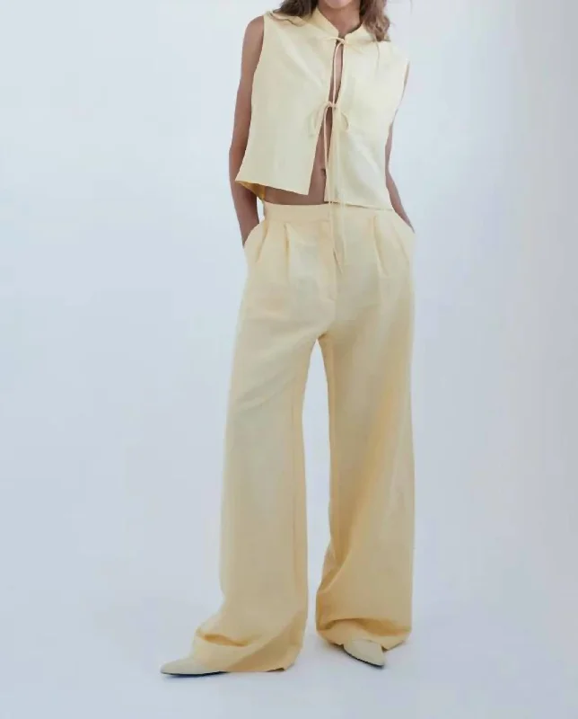 women's bell-bottom pantsTailored Wide Leg Pants In Butter