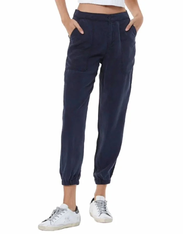 women's cropped pantsTrooper Linen Jogger In Navy