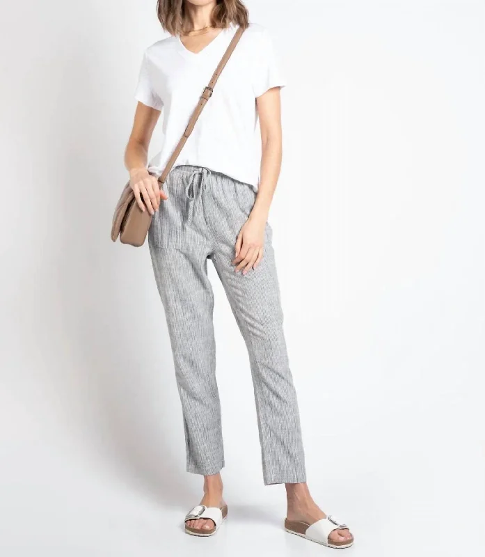 women's striped pantsZiggy Stripped Linen Blend Pants In Grey