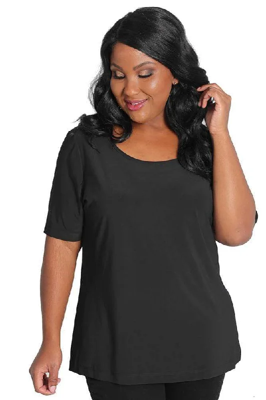 women's tops made from cottonVikki Vi Jersey Black Short Sleeve Top