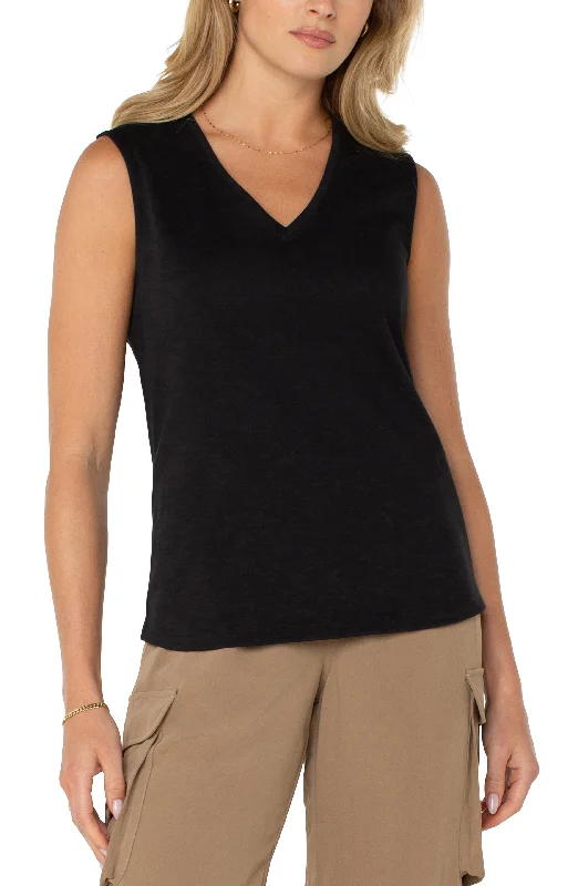 women's tops for those who believe in expressing their individuality through fashionSLEEVELESS V-NECK KNIT TOP