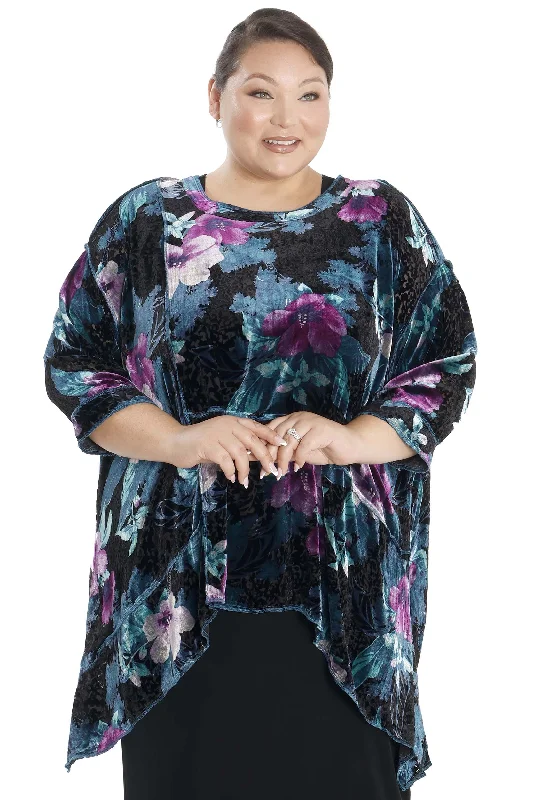 women's tops with floral printsSterling Black And Teal Whisper Top