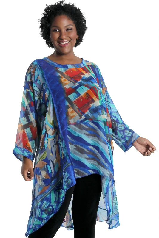 women's tops for cocktail partiesSterling Sapphire Patchwork Whisper Top