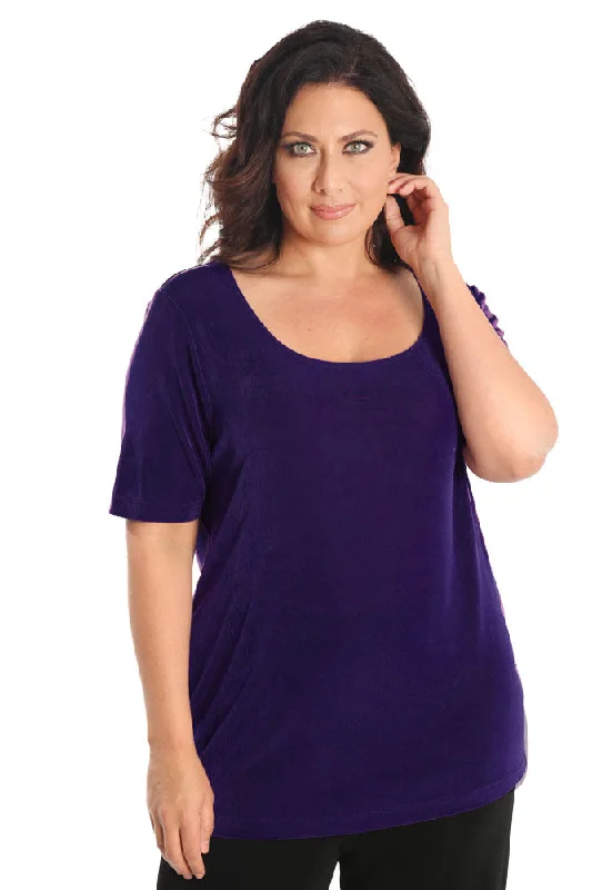 women's tops for business casual attireVikki Vi Classic Royal Purple Short Sleeve Top