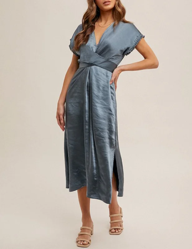 women's handmade dressesBecca Fringed Satin Wrap Dress