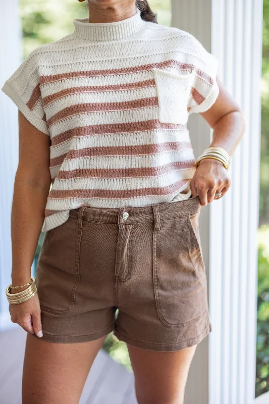 Statement DressFall Daze Brown Denim Shorts