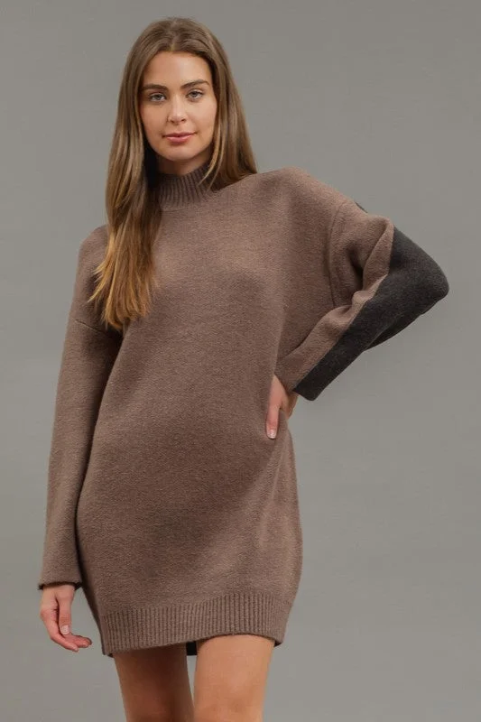 Wedding DressDEEDEE COLORBLOCK MOCK NECK LONG SLEEVE SWEATER DRESS