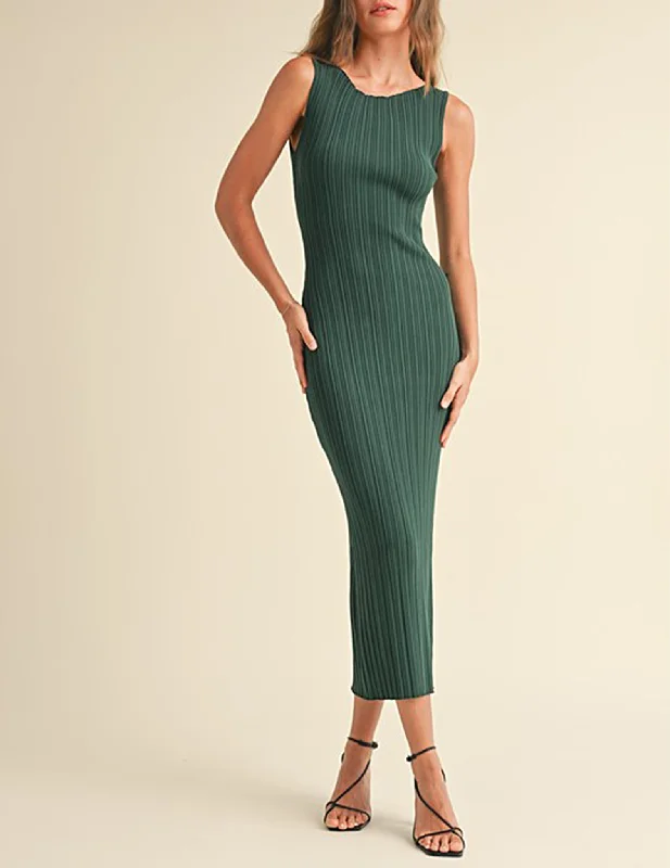 Sleeveless DressDaphne Emerald Rib Knit Dress