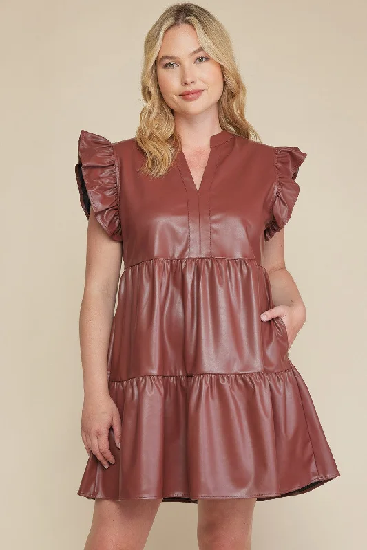 Asymmetric DressLeather In The City Dress - Chocolate