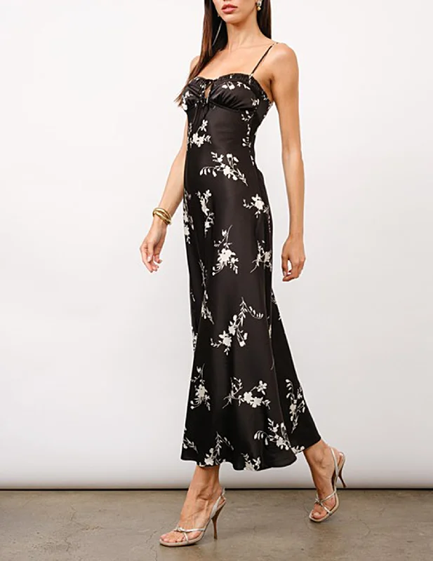 women's bridesmaid dressesPersephone Black + White Floral Slip Dress