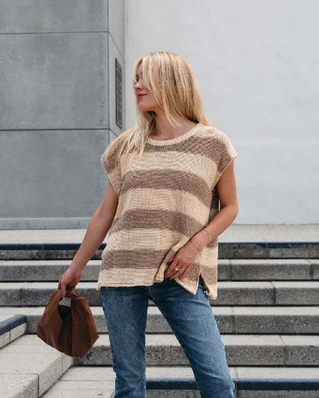 women's fair-trade dressesTan and Mocha Striped Pullover Sweater - FINAL SALE