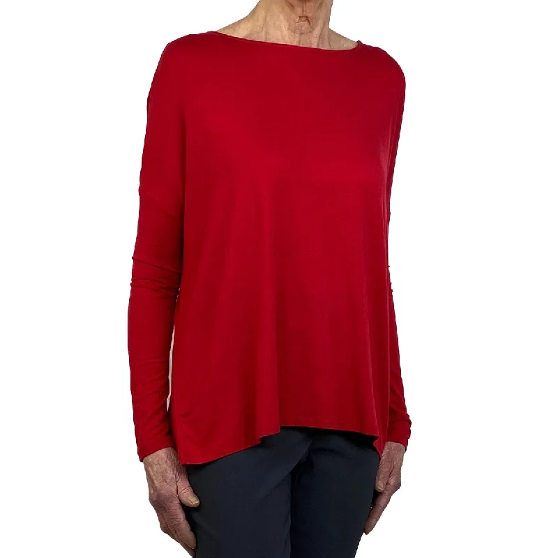 women's tops with spaghetti straps and deep V-necksEXTRAFINE L/S BOATNECK T-SHIRT