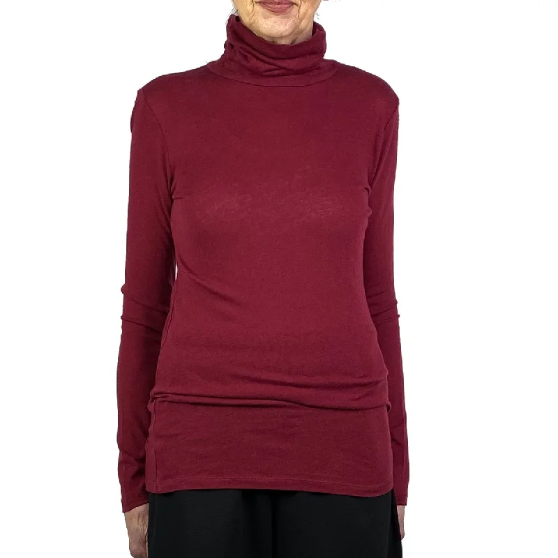 women's tops with cinched waistsCOTTON/CASHMERE TURTLENECK T-SHIRT