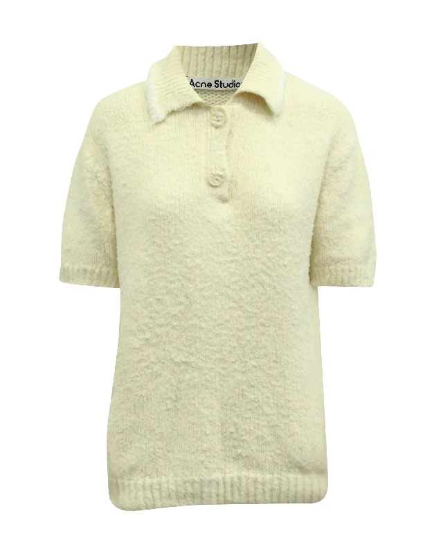 Colorful SweatersAcne Studios Knitted Polo Shirt in Cream Cotton