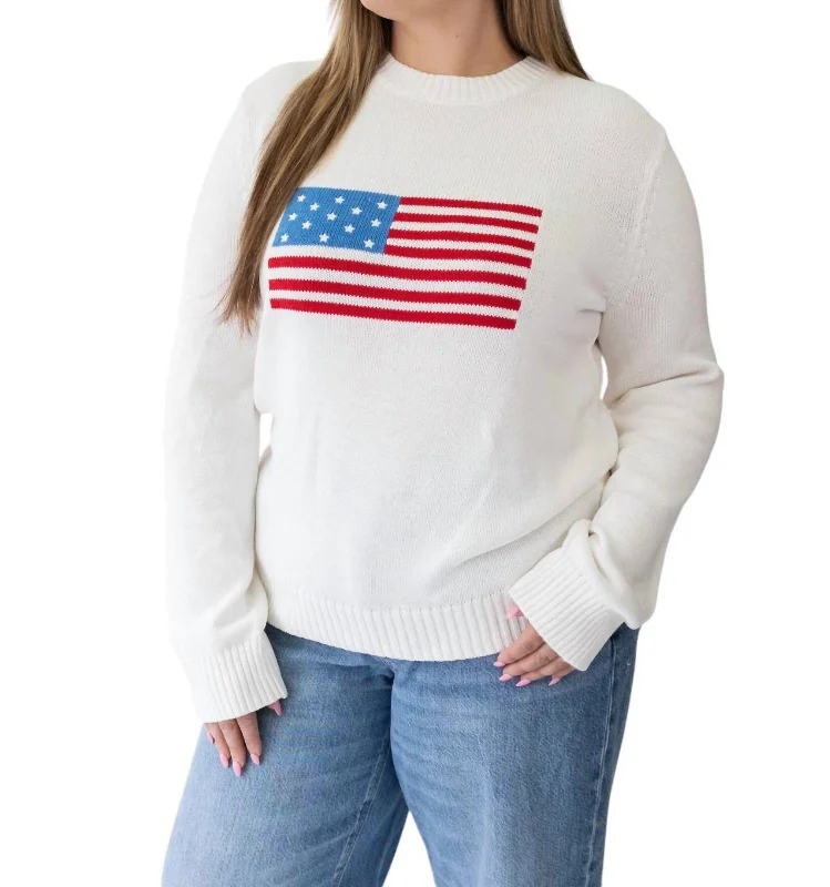 Extra-Large SweatersAmerican Flag Sweater In Ivory