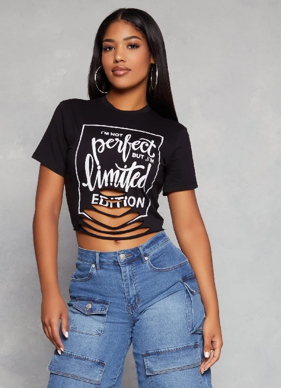 women's tops for everyday eleganceLaser Cut Limited Edition Graphic Crop Top