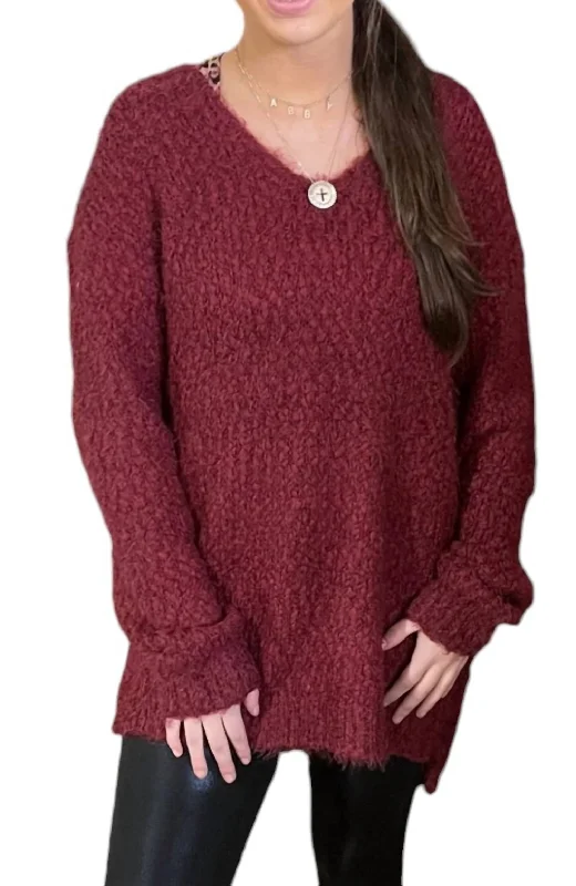 Hooded SweatersCabernet Chunky Sweater In Burgundy