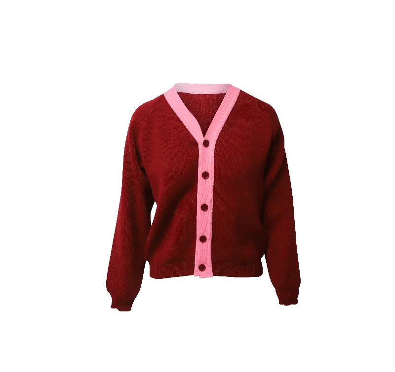 Custom Flannel-Lined SweatersComme des Garçons Girl x Lochaven of Scotland Knit Cardigan in Red and Pink Acrylic