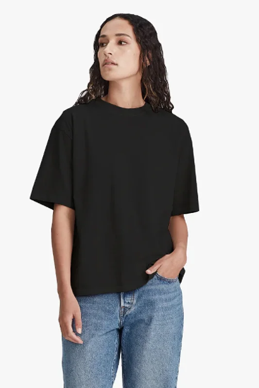 women's tops with spaghetti straps and deep V-necksCommoners - Organic Cotton Relaxed Tee, Black