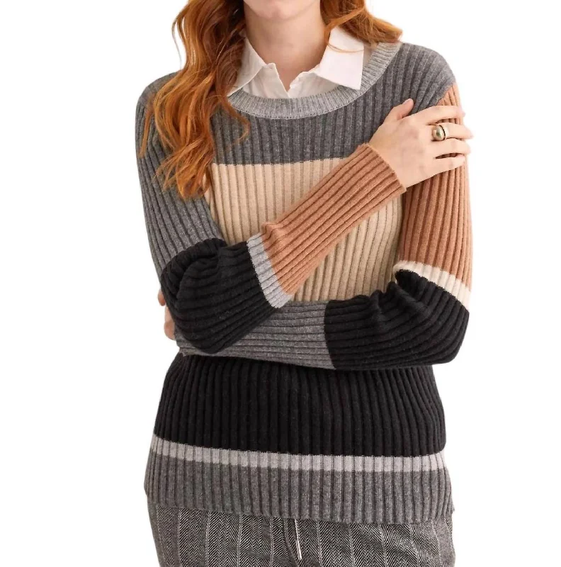 Children's SweatersCrew Neck Colorblock Sweater In Charcoal