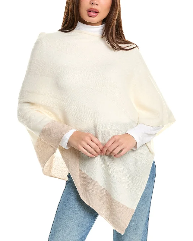 Cashmere SweatersForte Cashmere Border Stripe Cashmere Poncho