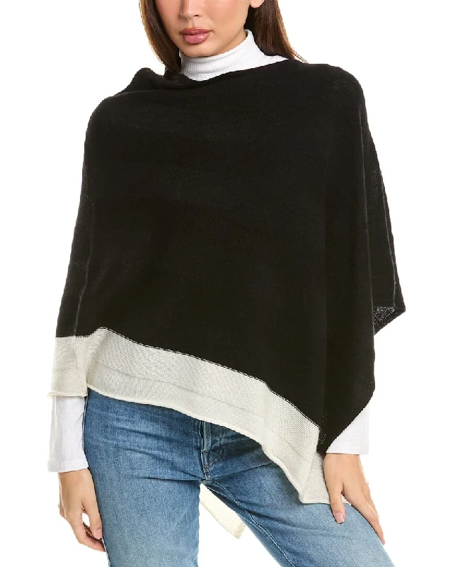 Extra-Large Flannel-Lined SweatersForte Cashmere Border Stripe Cashmere Poncho