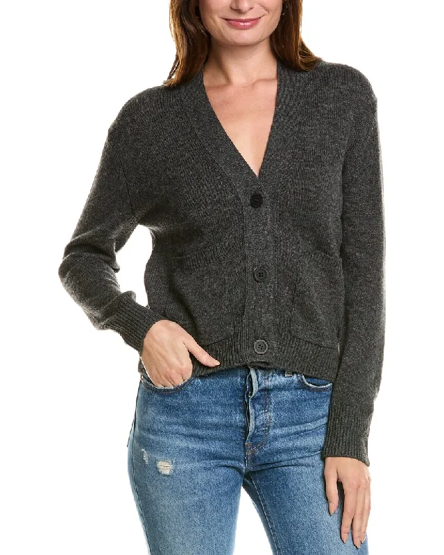 Flannel SweatersForte Cashmere Pocket V-Neck Wool & Cashmere-Blend Cardigan