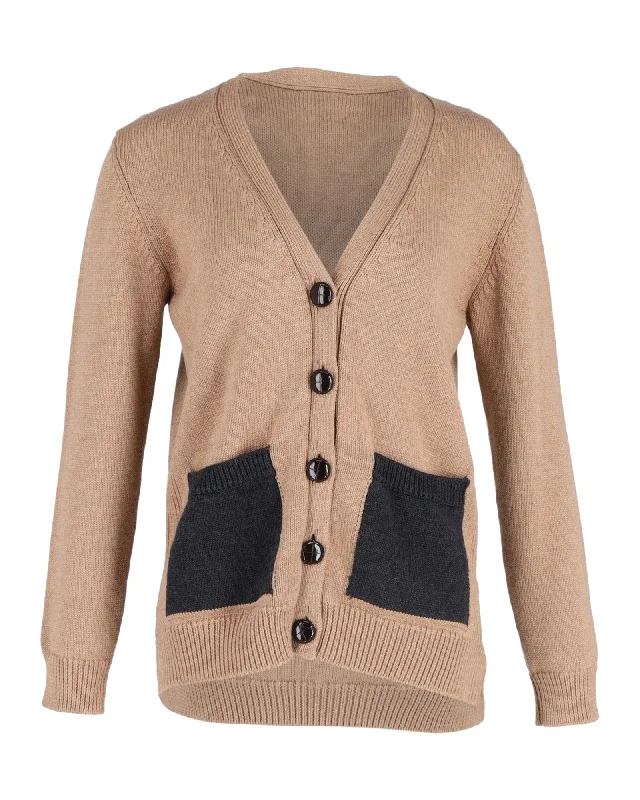 Stylish Flannel SweatersGanni Buttoned Cardigan in Brown Wool