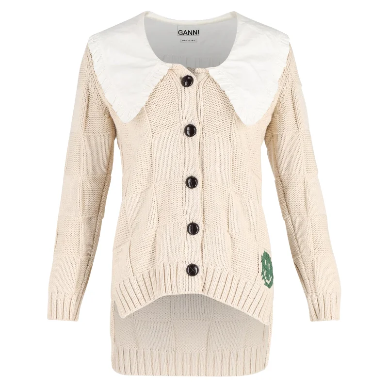 Custom SweatersGanni Rope Collared Cardigan in Cream Cotton